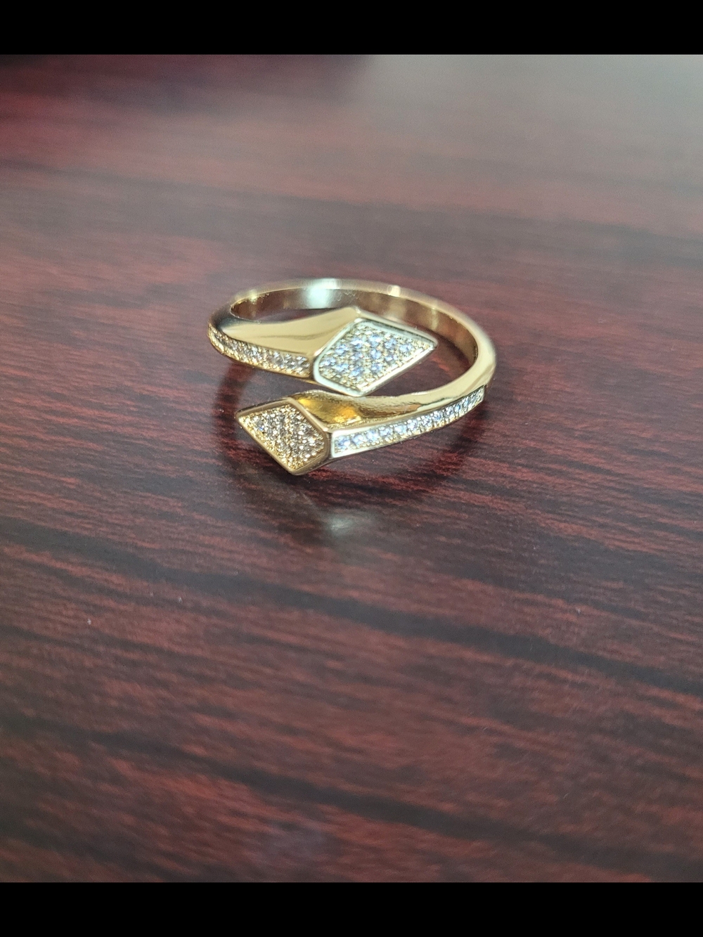 Gold Pave Open Wrap Ring with CZ Accents